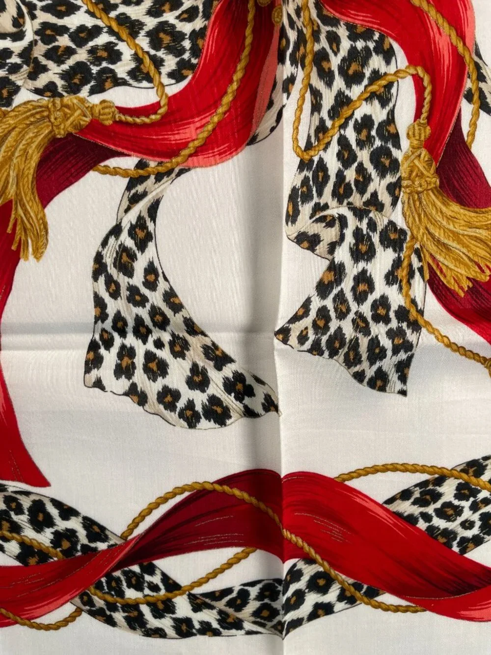 Vintage Christian Dior Leopard Ribbon Cotton Scarf | Never Worn